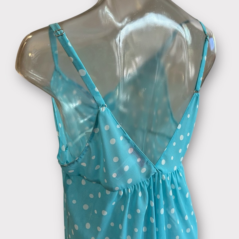 Oscar De La Renta Pink Label Negligee 2-pc Set Blue Polka Dot Babydoll Sz Large - Picture 6 of 7
